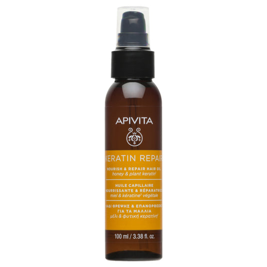 Apivita Keratin Repair Подхранващо и възстановяващо олио за суха и увредена коса 100мл