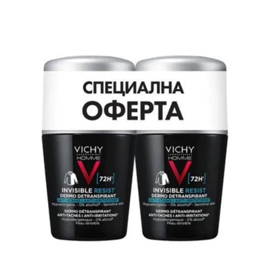 Vichy Homme дезодорант рол-он против петна и раздразнения за мъже 72ч 50мл x 2 701774 - Снимка 1 от 2