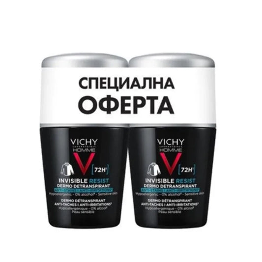 Vichy Homme дезодорант рол-он против петна и раздразнения за мъже 72ч 50мл x 2 701774 - Снимка 1 от 2