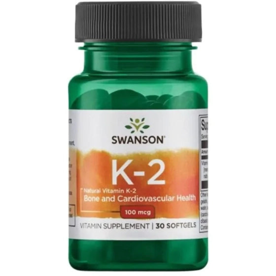 Swanson Високоефективен натурален витамин К2 за здрави кости 30 капсули