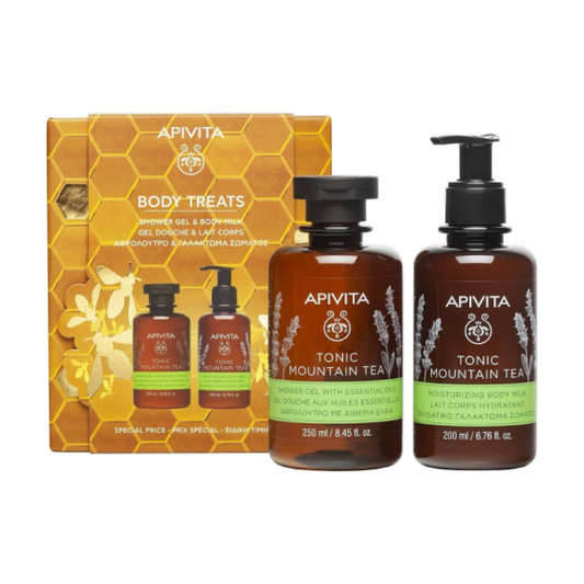 Apivita Tonic Mountain Tea Душ гел 250мл + Мляко за тяло с планински чай 200мл - Снимка 1 от 2