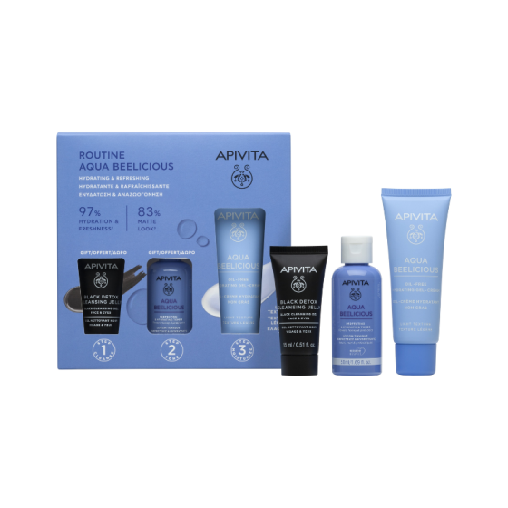 APIVITA Комплект Apivita Aqua Beelicious Гел крем 40мл + Детокс гел 15мл + Тоник 50мл