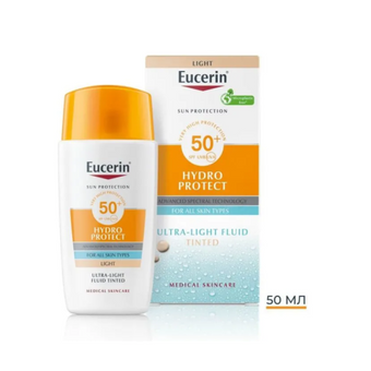 compare product Eucerin Hydro protect Оцветен слънцезащитен ултралек флуид за лице SPF50+ Светъл цвят 50мл