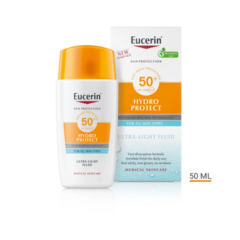 compare product Eucerin Hydro protect Оцветен слънцезащитен ултралек флуид за лице SPF50+ Тъмен цвят 50мл