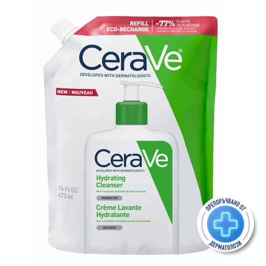 Cerave Хидратиращ измиващ крем за лице и тяло, нормална към суха кожа 473мл рефил 905602