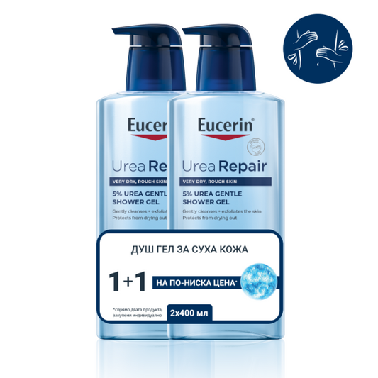 EUCERIN Комплект Eucerin UreaRepair Нежен душ-гел с 5% урея 2х400мл