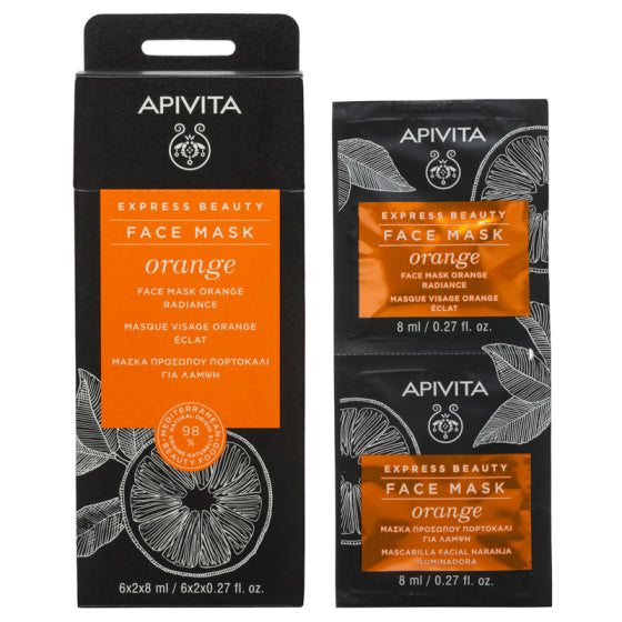 Apivita express beauty възвръщаща блясъка маска за лице с портокал 8ml х12 броя