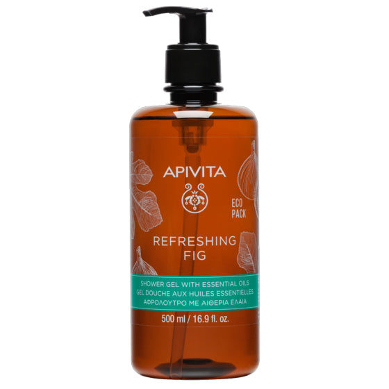 Apivita refreshing нежен почистващ и тонизиращ душ гел със смокиня и етерични масло 500ml - Снимка 2 от 2