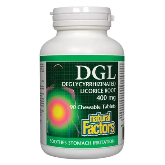 NATURAL FACTORS DGL Женско биле дъвчащи таблетки  за добро храносмилане 400мг х90 Natural Factors
