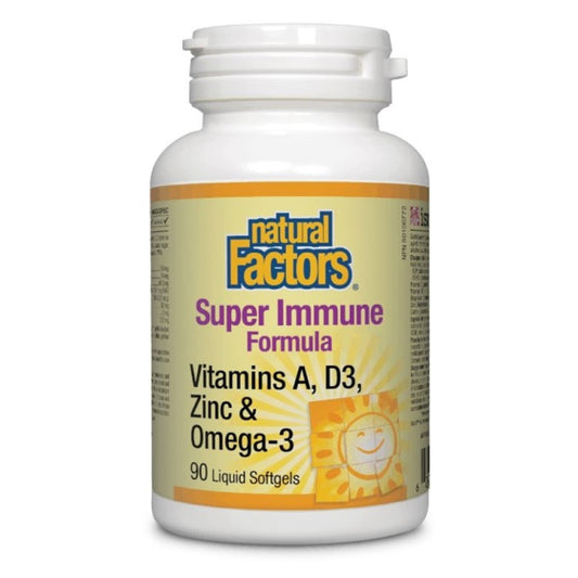 NATURAL FACTORS Super Immune Formula Витамин A, D3, Цинк & Омега-3 х90 капсули Natural Factors