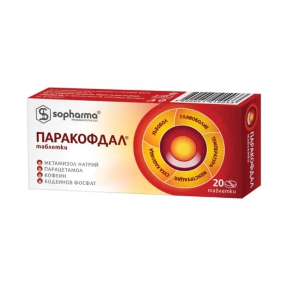 PARACOFDAL Паракофдал таблетки  при болка и главоболие х20