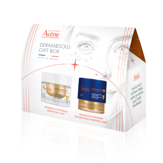 AVENE Комплект Avene Dermabsolu Дневен крем 50мл + Нощен крем 40мл + Sun Анти ейдж флуид SPF50 5мл