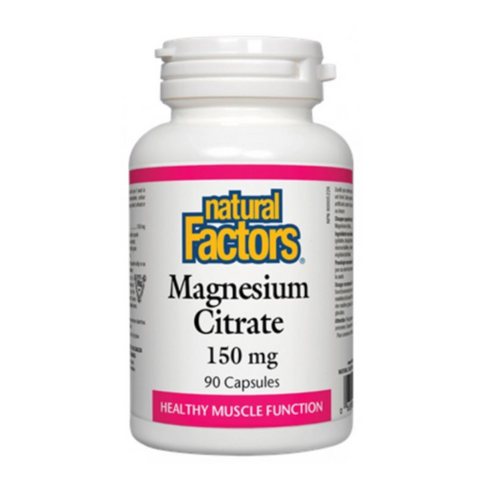 NATURAL FACTORS Магнезий (цитрат) капсули за сърце, мускули и зъби  150мг х90 Natural Factors