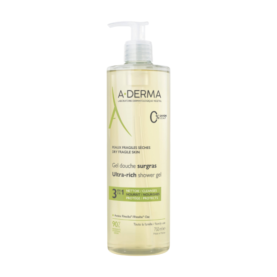 A-Derma Свръхобогатен душ гел 3в1 750мл