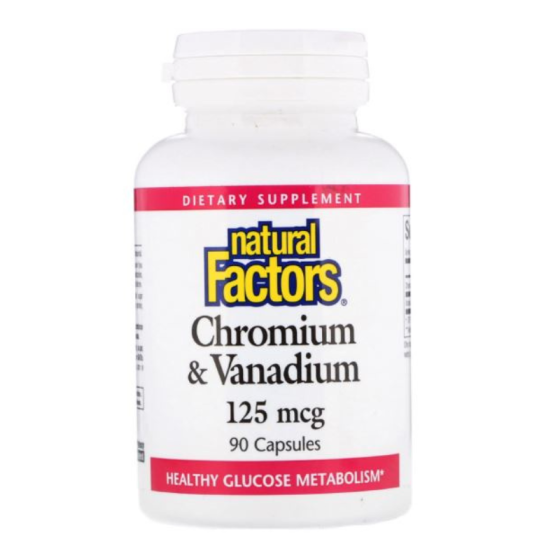 NATURAL FACTORS Хром и Ванадий капсули за нормален метаболизъм 125мкг х90 Natural Factors