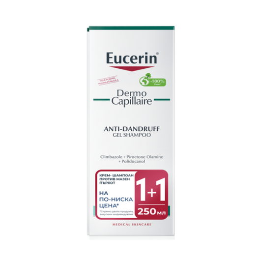 EUCERIN Комплект Eucerin DermoCapillaire гел-шампоан против мазен пърхот 2х250мл