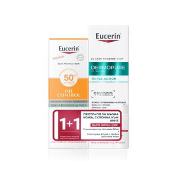 compare product Комплект Eucerin DermoPure Clinical Коригиращ флуид 40мл + Oil Control Слънцез.гел-крем за лице 50мл