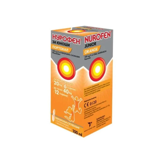 NUROFEN Нурофен за юноши суспензия /портокал/ при висока  температура и болка 200мг/5мл 100мл