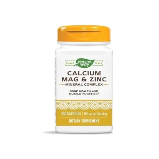 NATURES WAY Калций, магнезий и цинк капсули за здрави кости, зъби, мускули х100 Nature's Way