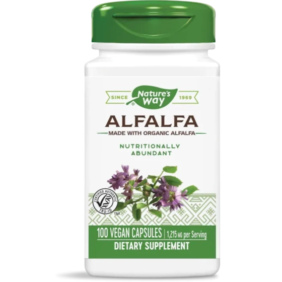 NATURES WAY Люцерна капсули при задържане на течности, менопауза и ПМС  405мг х100 Nature's Way - Снимка 1 от 2