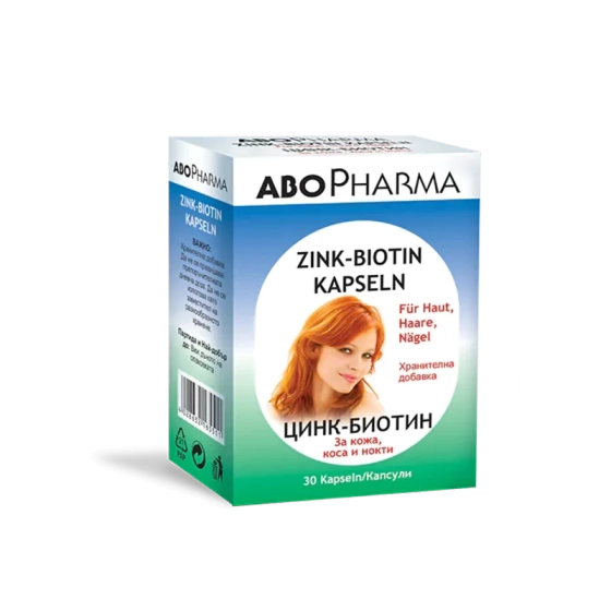 ABOPHARMA Цинк - Биотин капсули за коса, кожа и нокти х30 Abopharma - Снимка 2 от 2