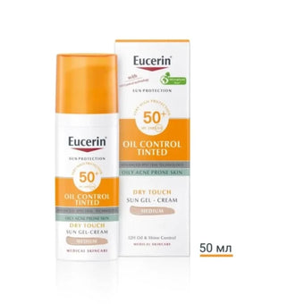 compare product Eucerin oil control оцветен слънцезащитен гел-крем за лице spf50+ тъмен, 50мл