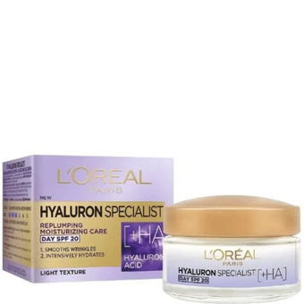 compare product Loreal hyaluron specialist дневен крем spf 20 50мл