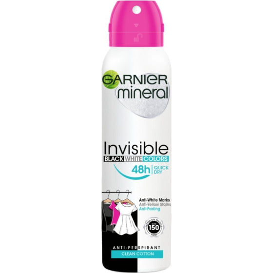 Garnier deo invisible bwc clean cotton спрей 150мл - Снимка 2 от 2