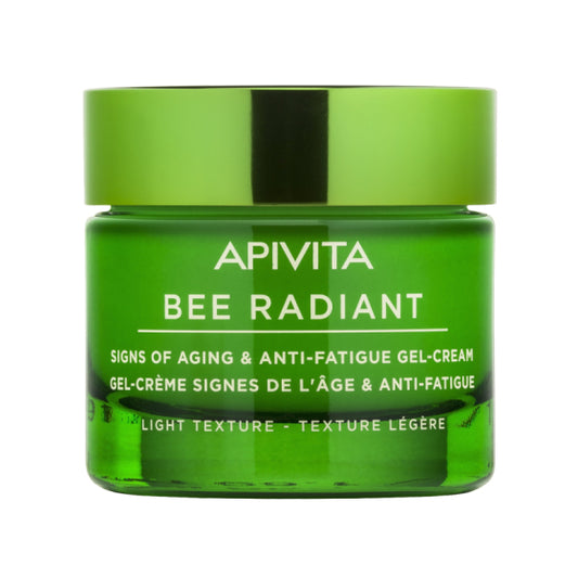 Apivita bee radiant гел-крем против стареене и признаци на умора - лека текстура с бял божур и патен