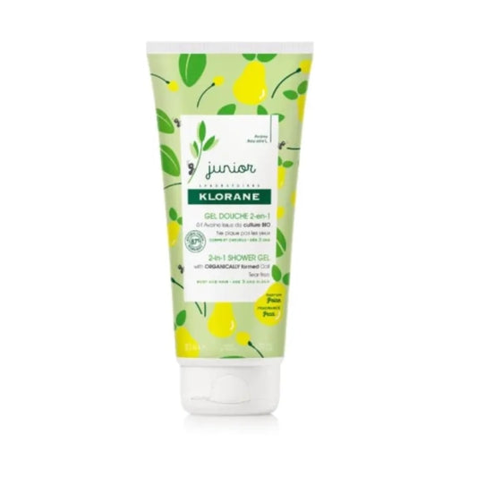 Klorane junior душ-гел 2в1 за коса и тяло с органичен екстракт от овес и аромat на круша 200мл