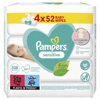 compare product Pampers sensitive бебешки мокри кърпички 4х52