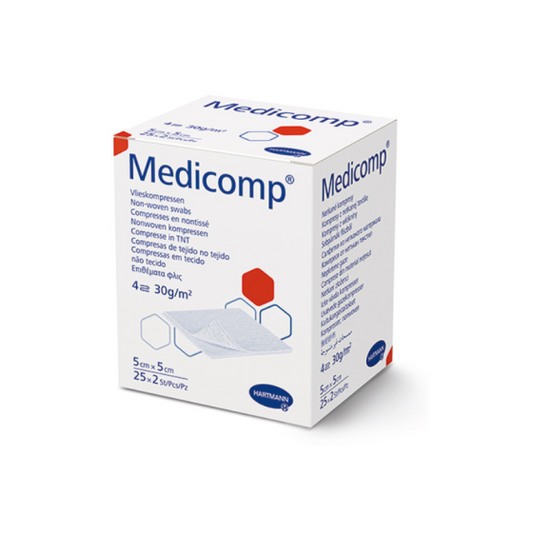 MEDICOMP Медикомп компрес нетъкан текстил  стерилен 5см/5см х50 (25х2) 1074