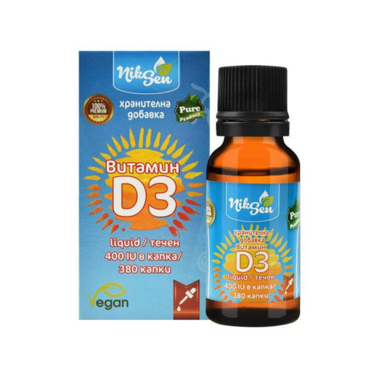 NIXEN BG Витамин D3 течен за кости, зъби и мускули 400 IU в капка 380 капки Никсен