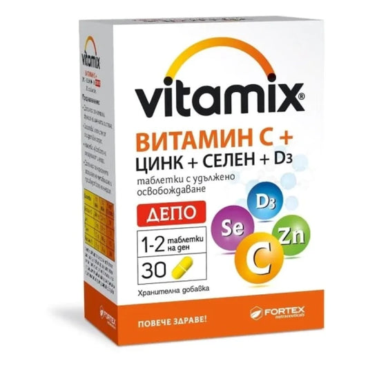 VITAMIX Витамикс витамин C,цинк,селен,D3 депо таблетки за имунна защита х30