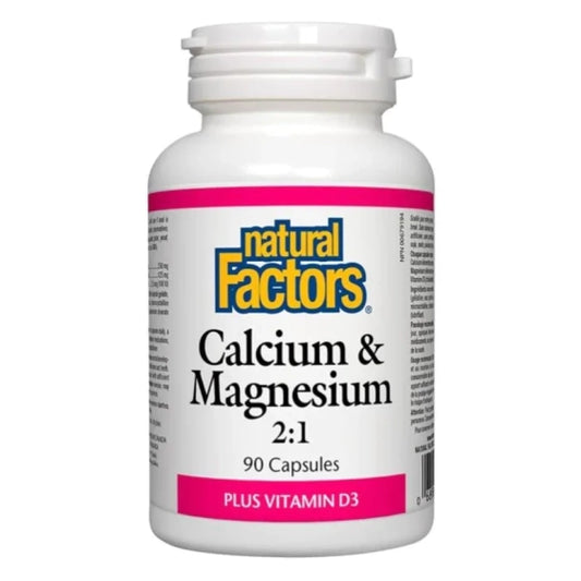 NATURAL FACTORS Калций, Магнезий и Витамин D3 капсули за здрави кости и мускули 376мг х90 Natural Factors