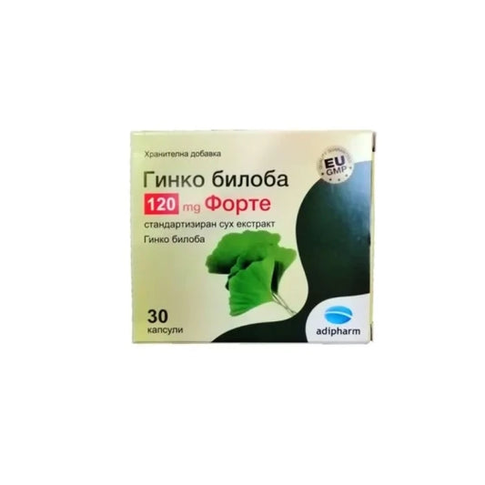 GINKGO BILOBA Гинко билоба форте капсули  за памет и концентрация 120мг х30