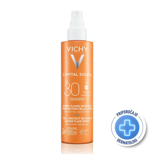 Vichy Soleil SPF 30 cell protect флуиден спрей за лице и тяло 200 мл 810890 - Снимка 1 от 3