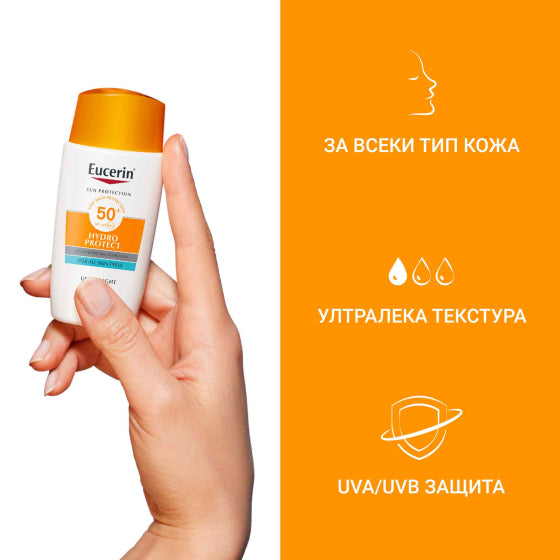 Eucerin Hydro Protect слънцезащитен флуид SPF 50+ 50 мл - Снимка 3 от 8