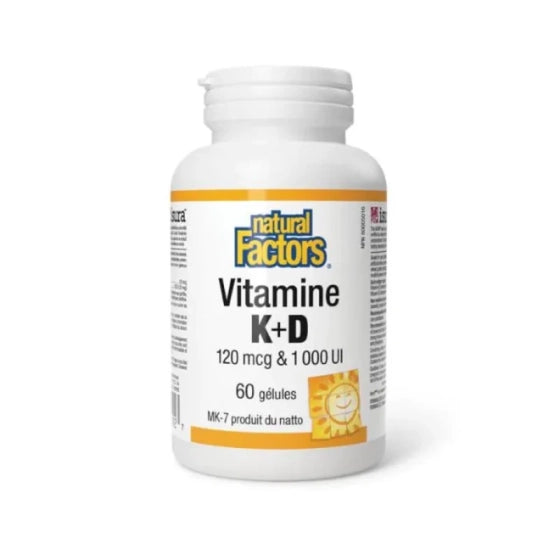 NATURAL FACTORS Витамин К2 120 мкг и D3 1000 IU за кости и зъби х60 Natural Factors