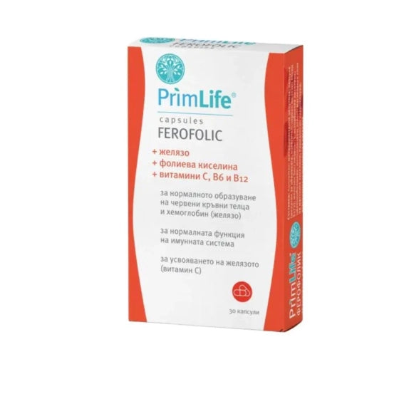FERROPHOLIC PrimLife ferofolic капсули за нормалната функция на имунната и нервната системи х30