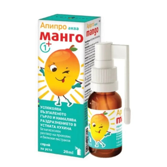 APIPHARM Апипро аква манго спрей при дразнене и зачервено гърлото 20мл