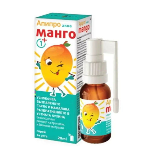 APIPHARM Апипро аква манго спрей при дразнене и зачервено гърлото 20мл