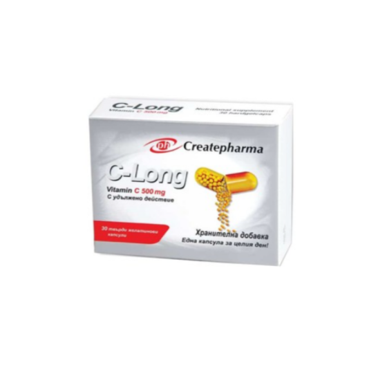 CREATPHARMA LTD Витамин C -Long капсули с удължено действие за възcтановяването на имyнната сиcтема   500мг х30