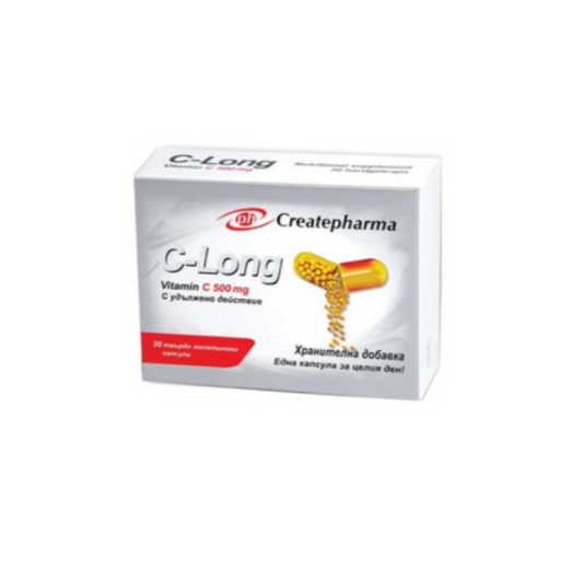 CREATPHARMA LTD Витамин C -Long капсули с удължено действие за възcтановяването на имyнната сиcтема   500мг х30