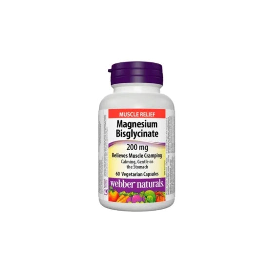 WEBBER NATURALS Магнезий бисглицинат капсули при мускулни крампи 200мг х60 Webber Naturals
