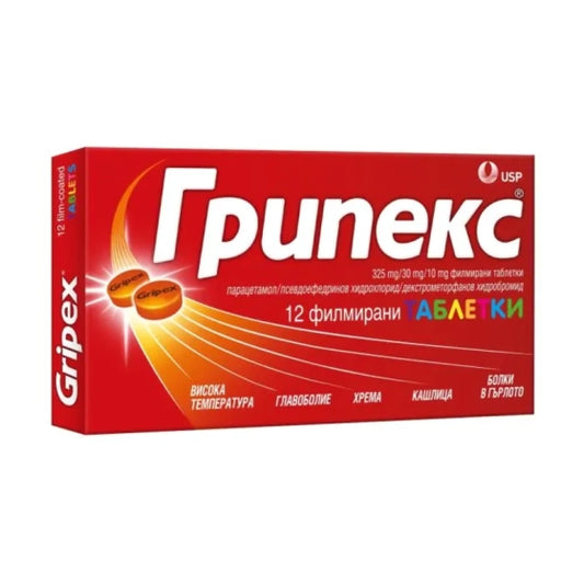 GRIPEX Грипекс таблетки при грип и простуда x12