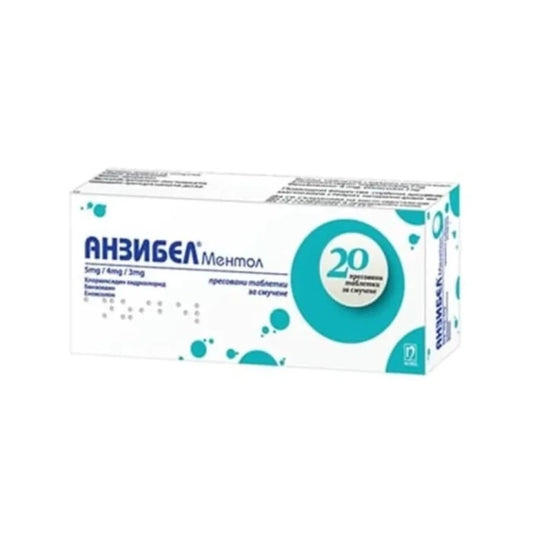 ANZIBEL Анзибел ментол при възпалено гърло таблетки за смучене х 20