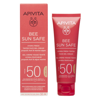 compare product Apivita Bee Sun Safe Тониран хидратиращ освежаващ гел-крем за лице SPF50