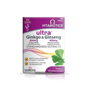 compare product Vitabiotics Ултра гинко + жен шен таблетки за памет и оросяване х 60