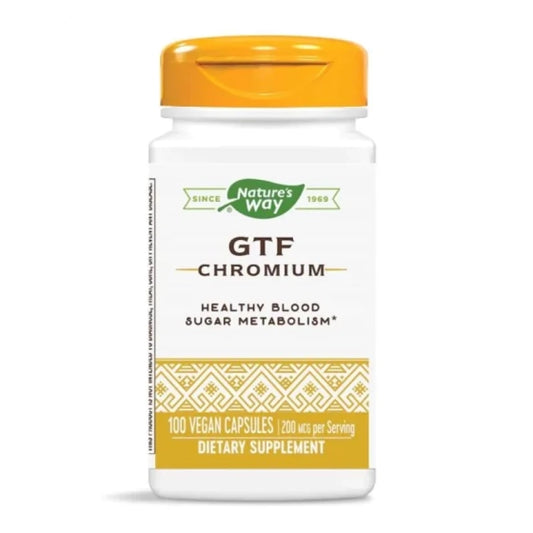 NATURES WAY Хром (никотинат) GTF капсули за контрол на кръвната захар 200мгр х100 Nature's Way